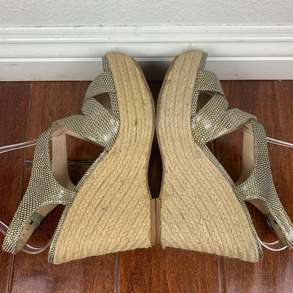 Via Spiga Gold Metallic Leather Espadrille Sandals‎